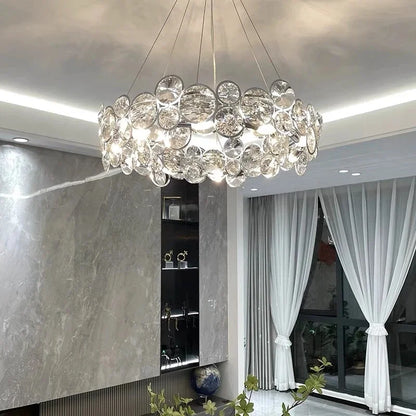 DecorBites™ Crystal Ring Chandelier Chrome Ceiling Pendant Light