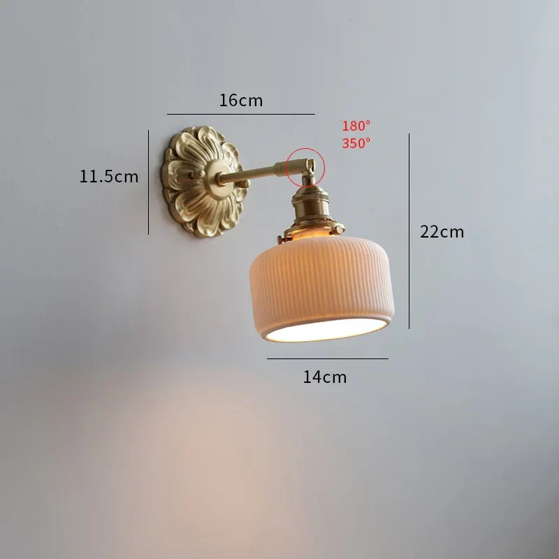DecorBites™ Green Glass LED Wall Lamp with Copper Base for Bedroom Living Room