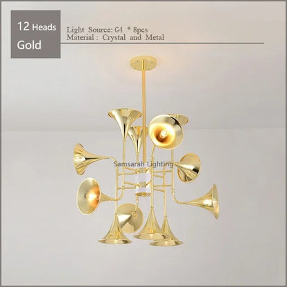 DecorBites™ Gold Flared Trumpet Chandelier for Kitchen, Hall, Study, Drawing Room