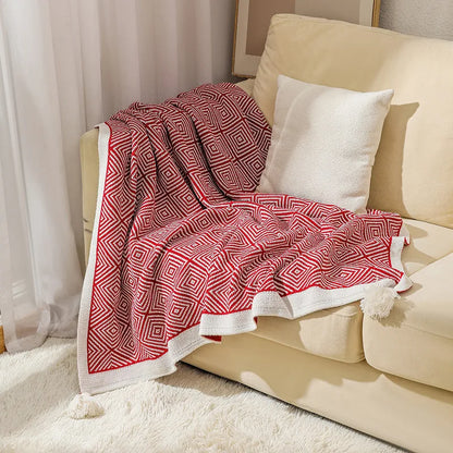 DecorBites™ Ethnic Geometry Knitted Blanket - Cozy Home Decor & Sofa Cover