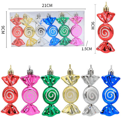 6pcs/box Christmas Candy Pendant Xmas Tree Hanging Ornaments Christmas Decorations For Home 2023 Navidad Noel New Year Kids Gift