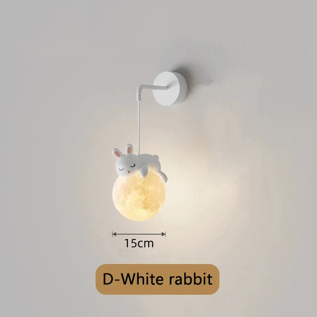 ديكوربايتس™ مصباح حائط على شكل دب أزرق وردي لغرفة نوم الأطفال، إضاءة قمرية ثلاثية الأبعاد، لمبة G9