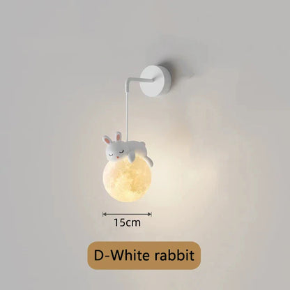 ديكوربايتس™ مصباح حائط على شكل دب أزرق وردي لغرفة نوم الأطفال، إضاءة قمرية ثلاثية الأبعاد، لمبة G9