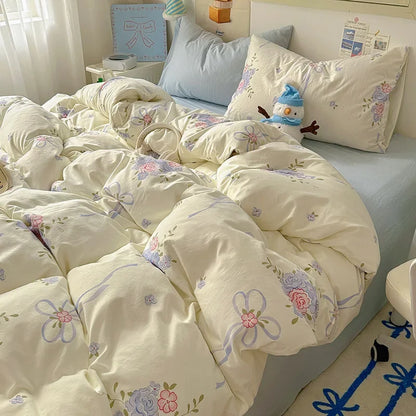 DecorBites™ Cartoon Print Quilt Cover Set for King Queen Beds - All Seasons Comfort