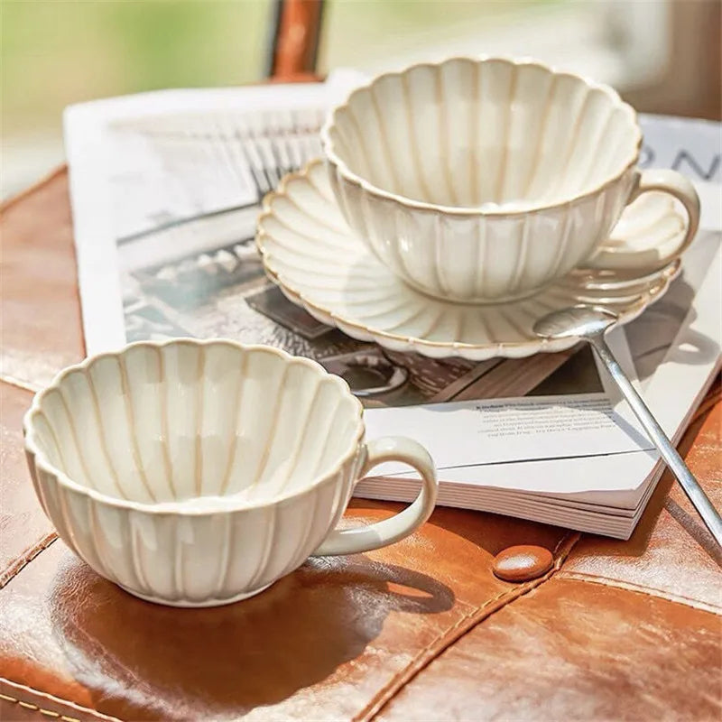 DecorBites™ Ceramic Afternoon Tea Cup Set for Breakfast Lemon Tea Milk Coffeeware