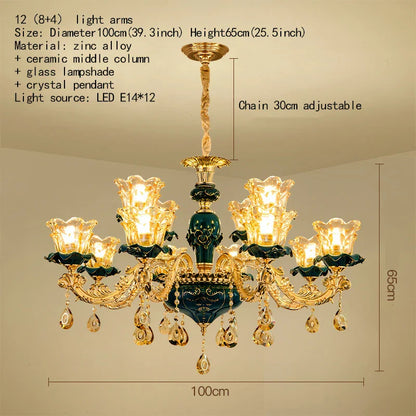 Decorbites™ Dunkelblaues Kristall-Lüster, Vintage-Stil Deckenleuchte für Wohnzimmer, Schlafzimmer, Villa