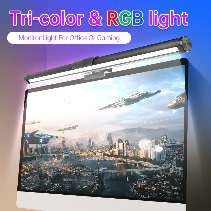 DecorBites™ LED Monitor Bar Light for Dimming PC Screen, Stepless RGB Desk Lamp
