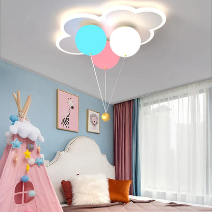 DecorBites™ Kids Ceiling Chandelier - Colorful Acrylic Ballon White Pink Lamps with Remote Control