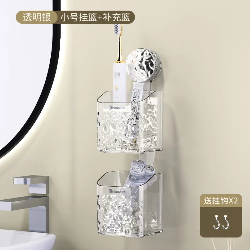 DecorBites™ Bathroom Shelf Suction Cup Storage Rack - Wall Mounted Draining Basket