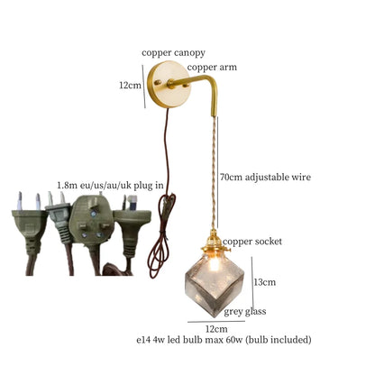 DecorBites™ Grey Glass LED Wall Lamp Bedroom Living Room Loft Modern Copper Wandlamp