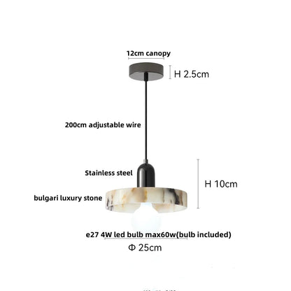 DecorBites™ LED Pendant Lights Bulgari Stone Adjustable Steel Hang Lamp Lighting