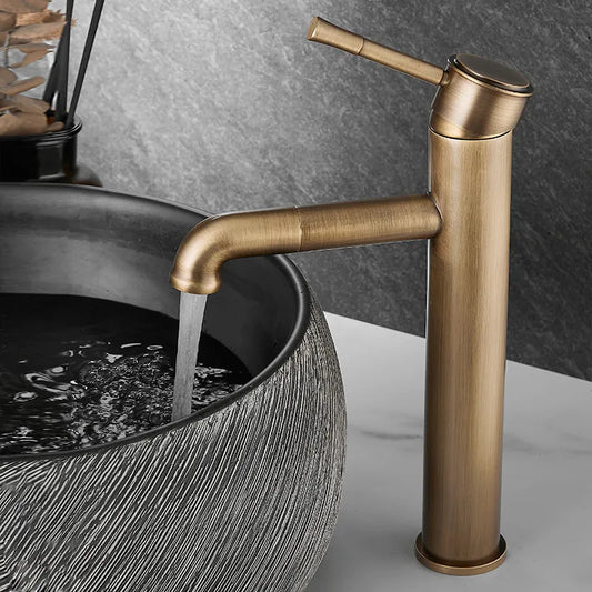 DecorBites™ Bronze Basin Faucet: Hot & Cold Brass Sink Faucet, Rotating Mixer Tap