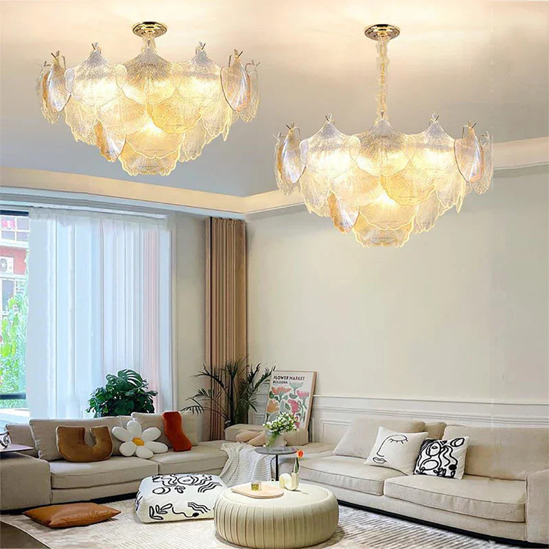 DecorBites™ Glass Shell Ceiling Pendant Light Luxury Bedroom Decor Hanglamp