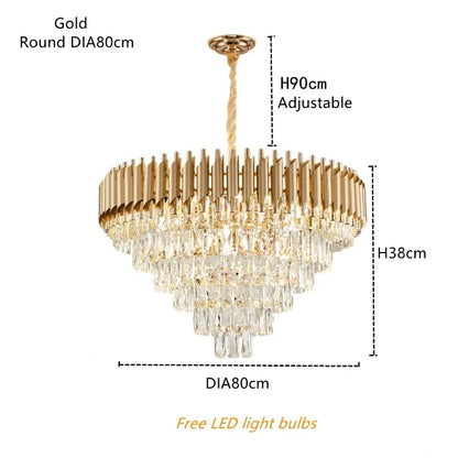 DecorBites™ Gold Crystal LED Pendant Light: Modern Luxury Suspension Lamp for Living Room & Restaurant