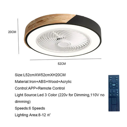مروحة سقف DecorBites™ بمحرك تيار مستمر 52 سم، 6 سرعات، 36 واط، مصباح خشبي