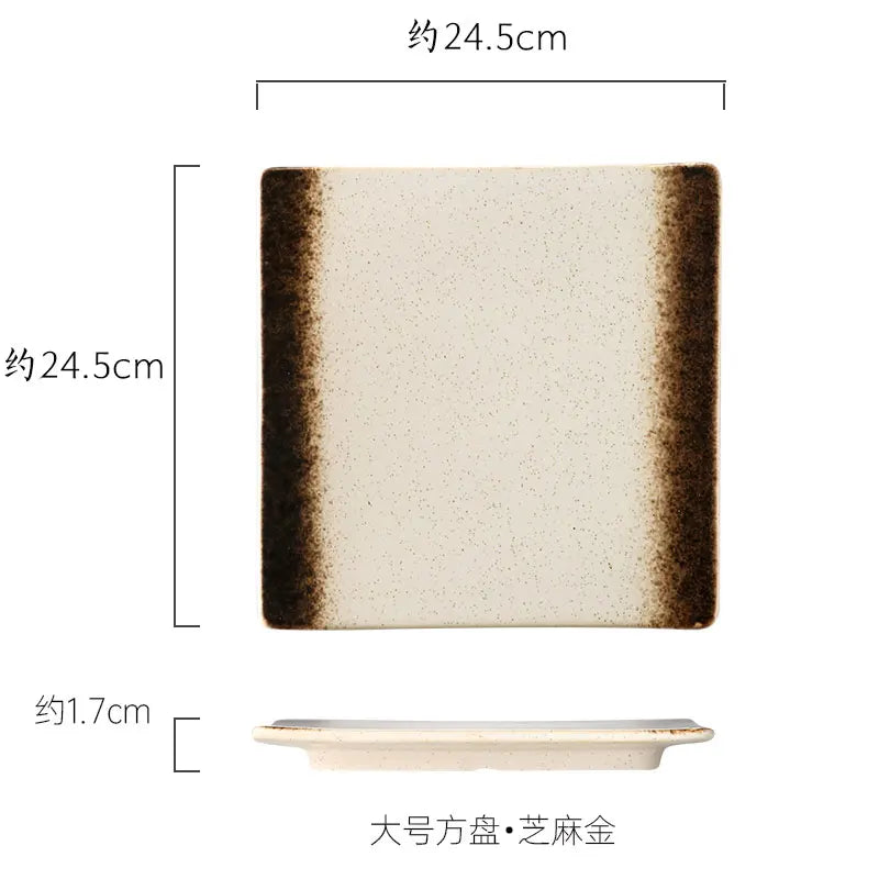 DecorBites™ Glazed Barbecue Wing Plate with Knife - Japanese Style Tray for Roast Wings and Fish