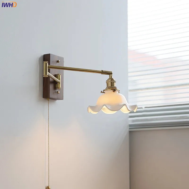 DecorBites™ Ceramic LED Wall Light with Copper Arm, Modern Design, Up Down Lampshade
