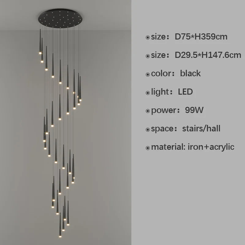 DecorBites™ LED Staircase Chandeliers: Modern Luxury for Living Room, Hall, Villa.