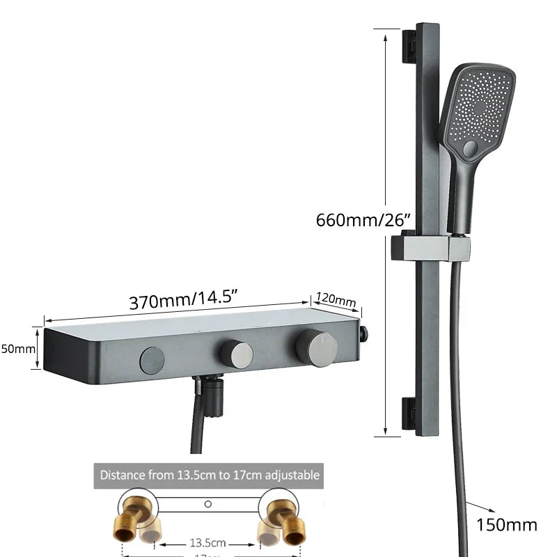 DecorBites™ Grey Digital Shower Faucet Set 2-Way Mixer System for Bathroom with Hand Sprayer