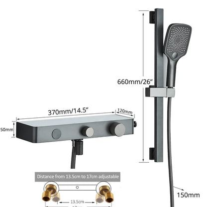 DecorBites™ Grey Digital Shower Faucet Set 2-Way Mixer System for Bathroom with Hand Sprayer