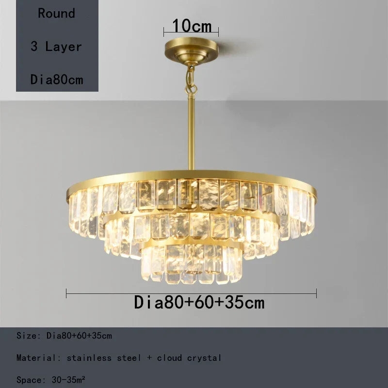 DecorBites™ Cloud Mist Crystal Chandelier for Home Hotel Stainless Steel Pendant Lamp