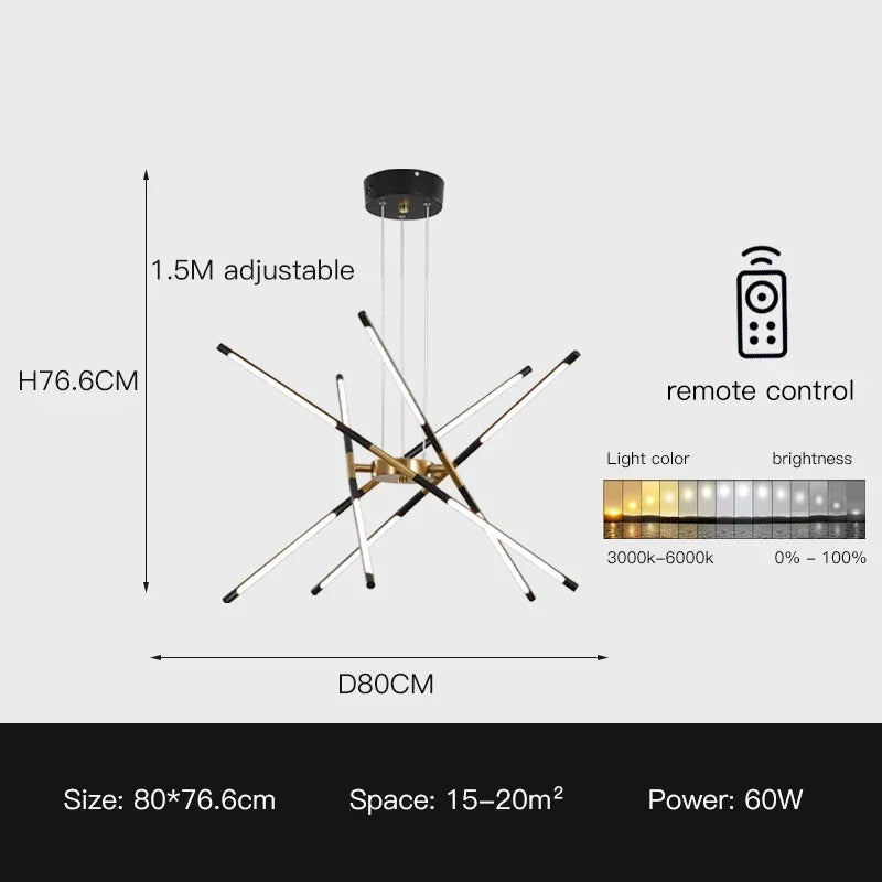 Lámpara de techo DecorBites™ de lino: Lámpara colgante negra y dorada para el hogar, la oficina o el restaurante.
