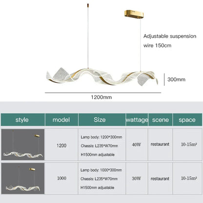 DecorBites™ Gold Wave Design Acrylic Pendant Light Chandelier for Living Room & Kitchen
