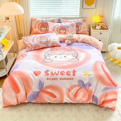 Decobites Flower Single Double Bedding Set Full Size Cotton Duvet Cover High Quality Quilt Cover Set