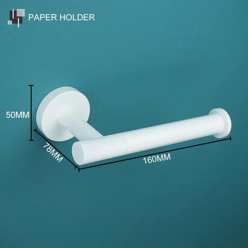 DecorBites™ Bathroom Accessory Set: Towel Rack, Toilet Brush, Paper Holder, Toothbrush Holder, Soap Tray