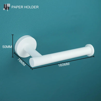 DecorBites™ Bathroom Accessory Set: Towel Rack, Toilet Brush, Paper Holder, Toothbrush Holder, Soap Tray