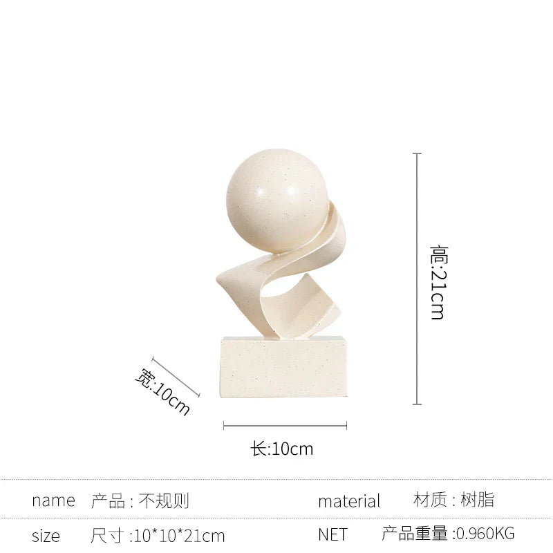 DecorBites™ Golden Ring Black and White Striped Abstract Resin Figurines Home Decor