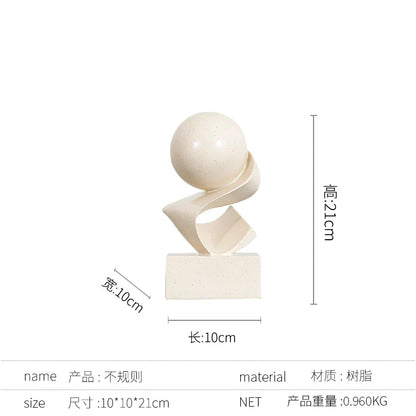 DecorBites™ Golden Ring Black and White Striped Abstract Resin Figurines Home Decor