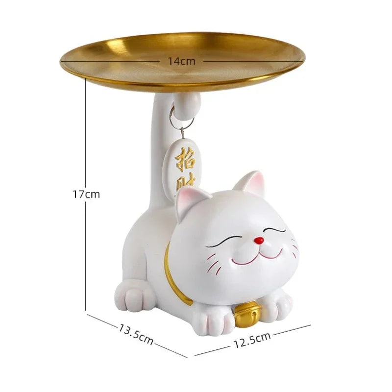 DecorBites™ Lucky Cat Statue Ornaments for Home Decor and Storage
