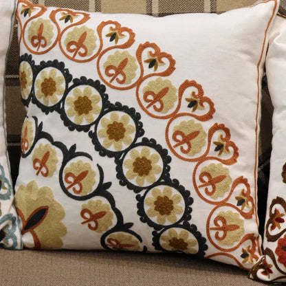 DecorBites™ Ethnic Flower Elephant Pillowcase, Hand-Embroidered Boho Cushion Cover