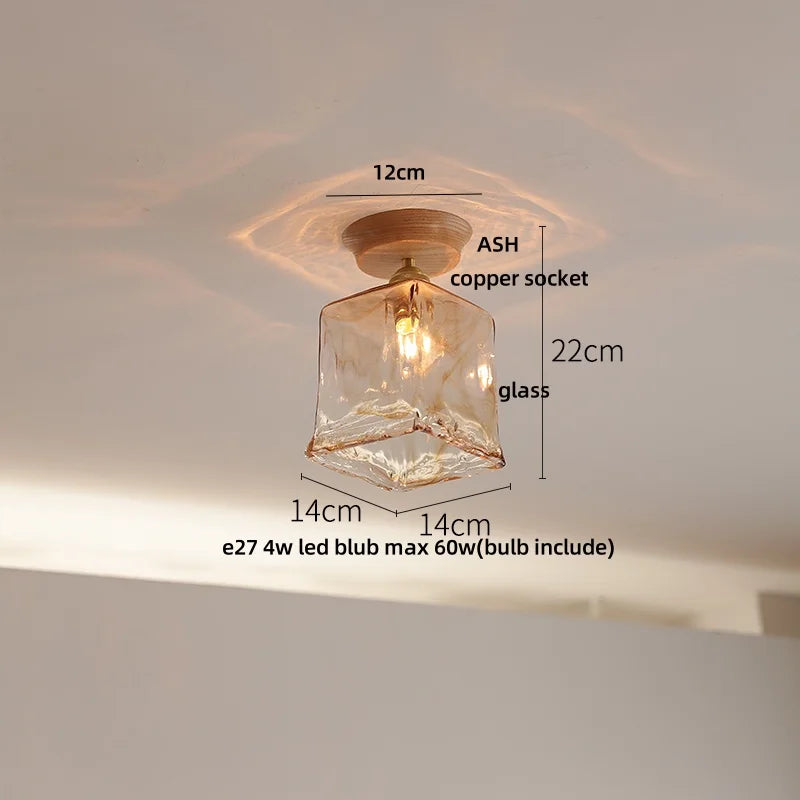 DecorBites™ Lotus Glass LED Ceiling Light with Copper Base - Modern Nordic Design