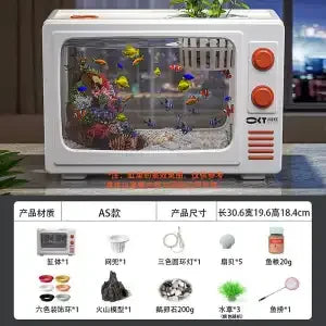 DecorBites™ Desktop Fish Tank: Filtered Oxygen Generator for Living Room Goldfish Aquarium