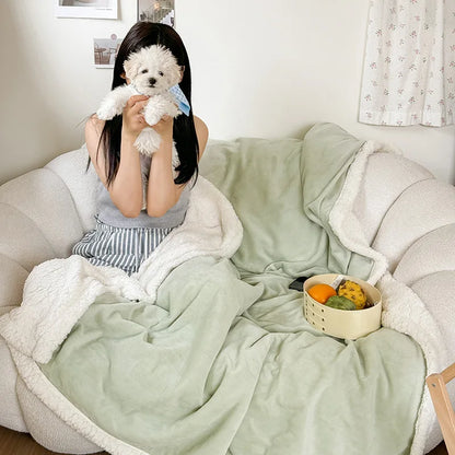 DecorBites™ Lamb Wool Multi-Purpose Blanket: Soft & Warm Sofa Cover, Office Quilt