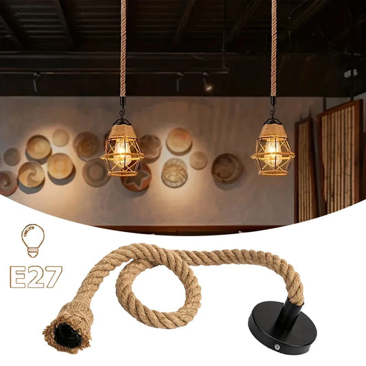 Handwoven Hemp Rope Vintage Pendant Light, E27
