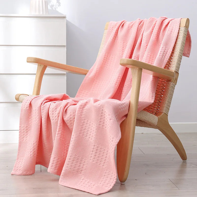 DecorBites™ Honeycomb Waffle Cotton Blankets - Ideal for Beds, Sofas, Travel, and Picnics