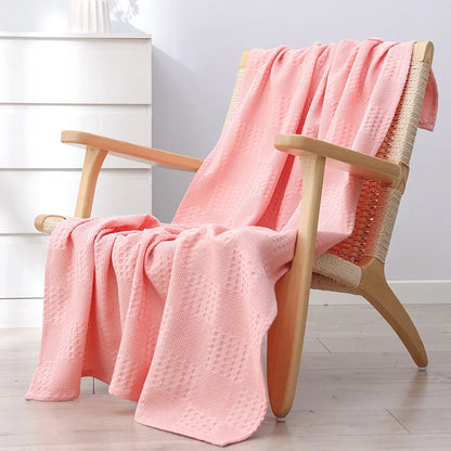 DecorBites™ Honeycomb Waffle Cotton Blankets - Ideal for Beds, Sofas, Travel, and Picnics