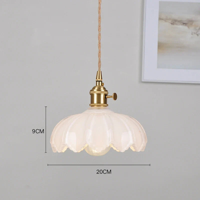 Vintage Shanghai Glass Pendant Light in Green or White