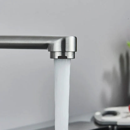 DecorBites™ Brushed Nickel Kitchen Faucet - Double Hole Mixer for Cold and Hot Water