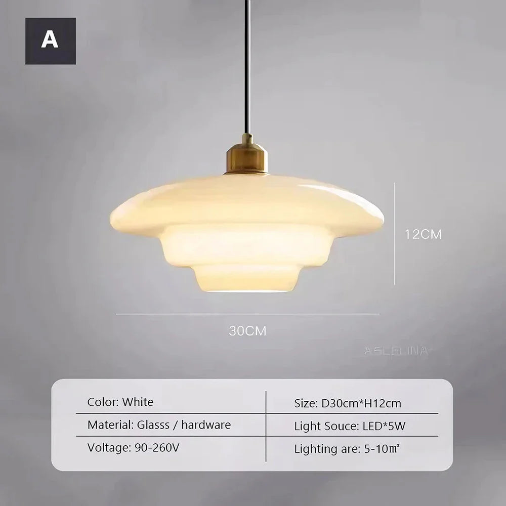 Nordic Cream Glass Pendant Light With Nickel Finish