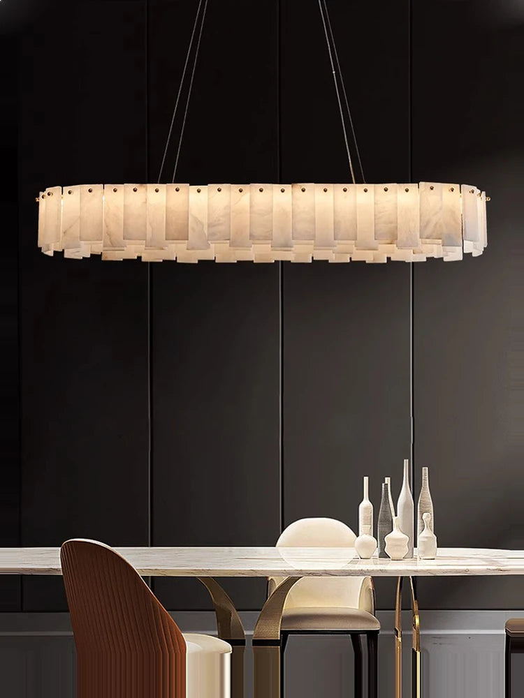 2024 Trendy Marble Design Dimmable LED Chandelier Lighting Lustre Suspension Luminaire Lampen Hanging Lamps For Dinning Room