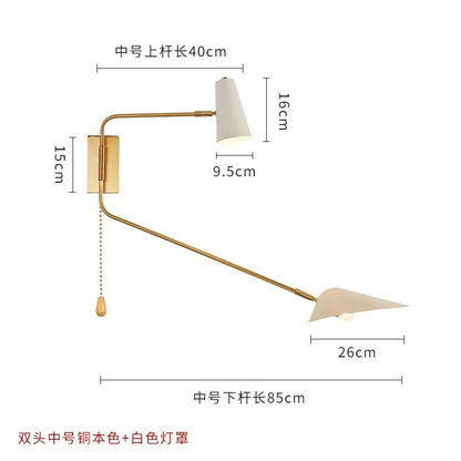 DecorBites™ Adjustable Double Head LED Wall Lamp with Pull Switch