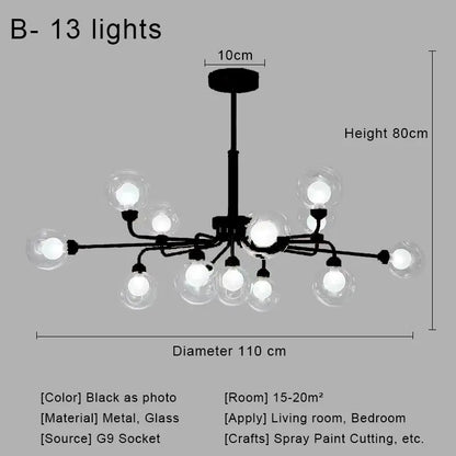 ثريا DecorBites™ الزجاجية المعلقة على شكل كرة لغرفة المعيشة وغرفة النوم وغرفة الطعام