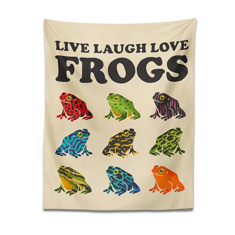 Decobites Frogs Tapestry Wall Hanging Psychedelic Hippie Aesthetic Tapestries Home Decor