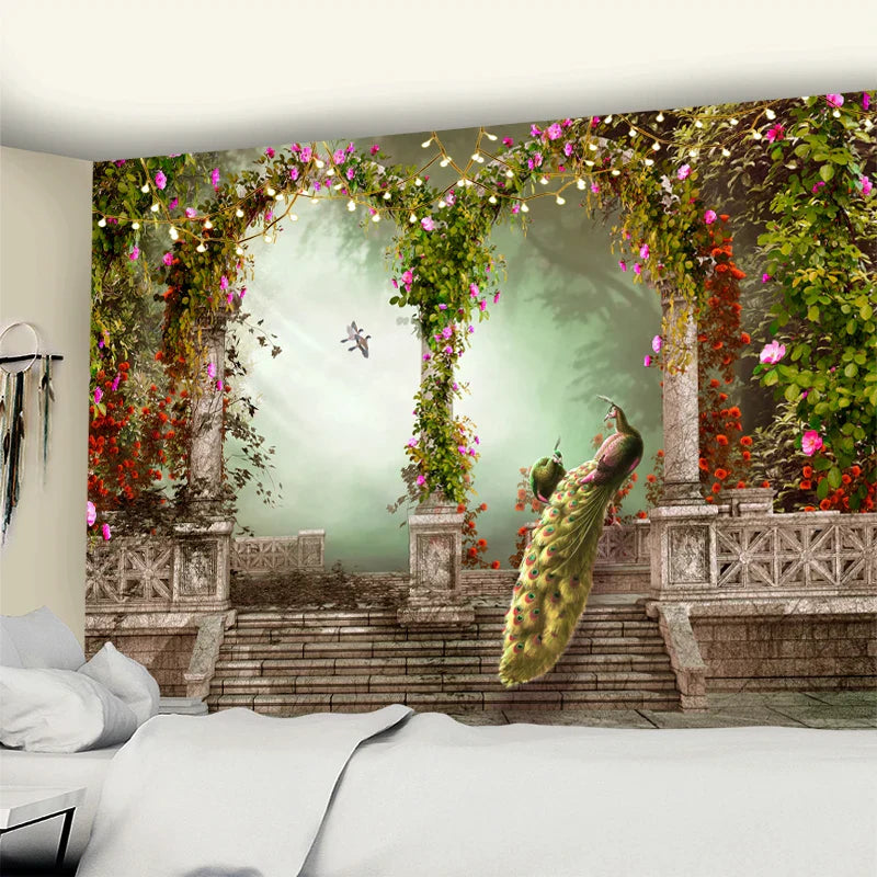 Decobites Garden Tapestry: Natural Scenery Bohemian Wall Hanging for Home Decor