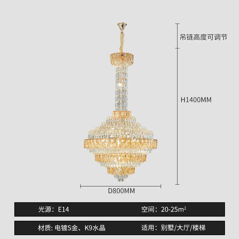 DecorBites™ Crystal Chandelier for High-End Designer Duplex Living Room