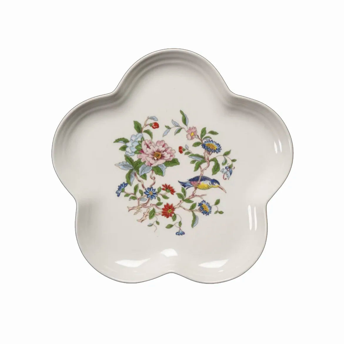 DecorBites™ Chinoiserie Floral Birds Dinner Plate 8" - Oriental Art Salad Dessert Plate